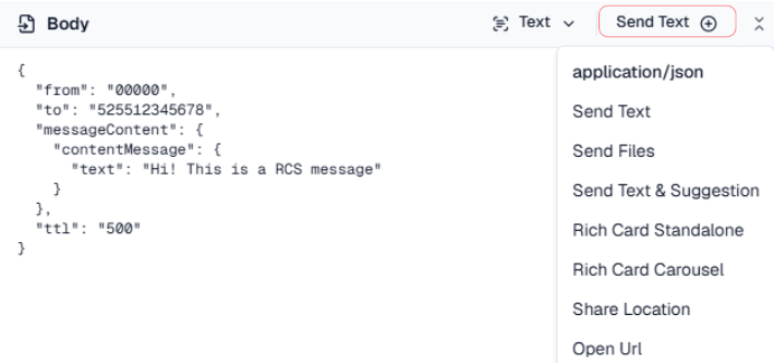 RCS request type selector
